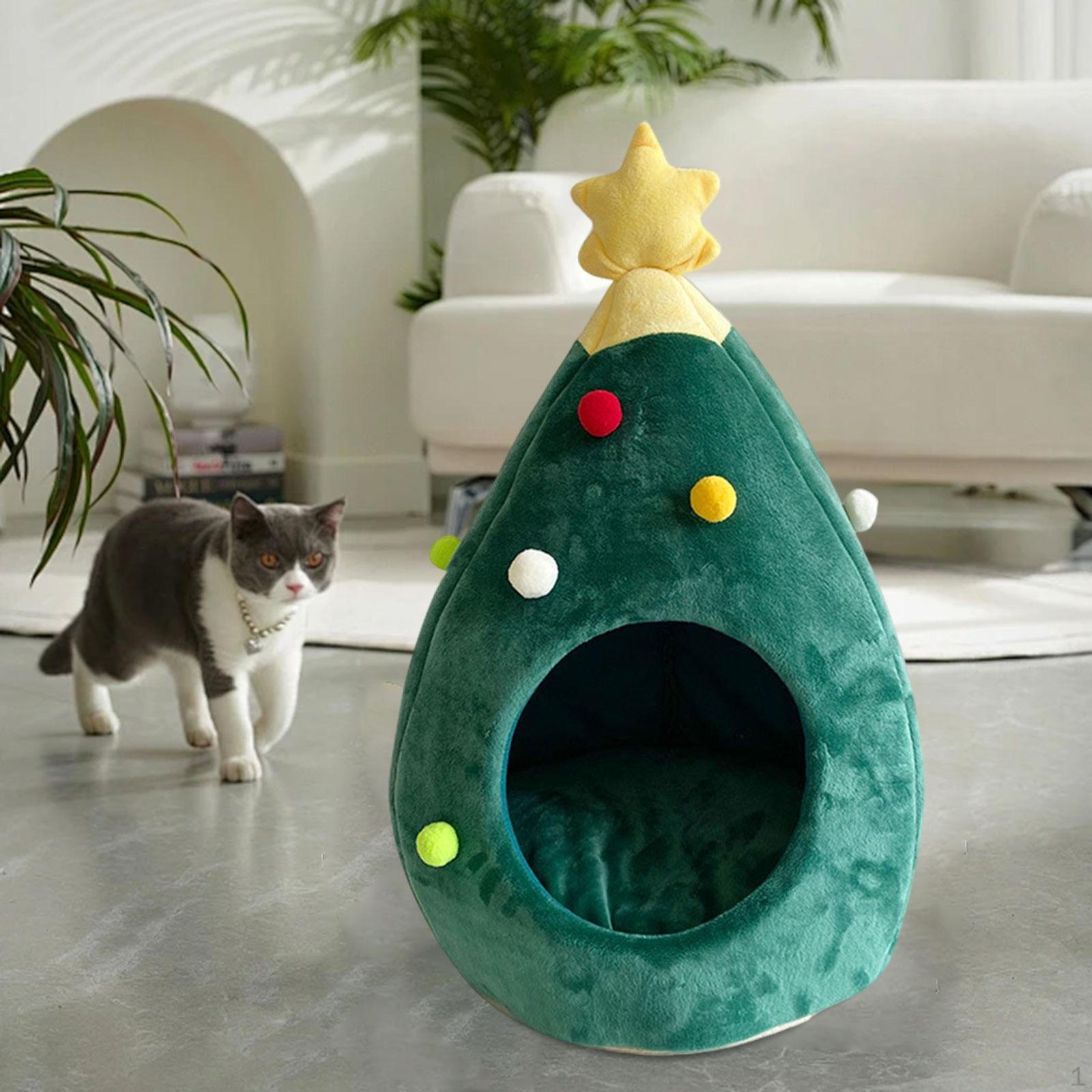 

Гнездо для кошки с частичным закрытием, лежанка для собаки в праздничном дереве, моющаяся палатка для кошек и собак