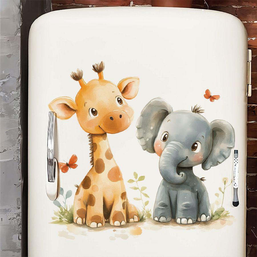 Cute Cartoon Giraffe Wall Stickers, Self-Adhesive Kids Room Bedroom Nursery Kindergarten Decor for Headboard Wall Decoration