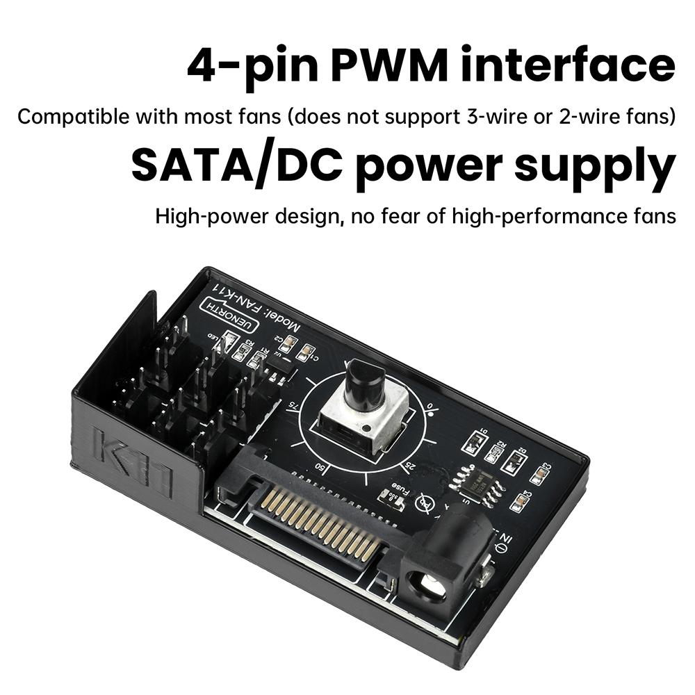 Computer Fan Speed Controller 60W High Power Hub Sata DC Power Controller NAS Server 4Pin Fan Speed Control PWM Speed Regulation