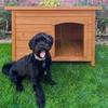Small Brown Dog House - Fir Wood - Indoor/Outdoor - Flat Roof