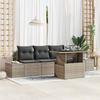5 Piece Sofa Set with Cushions Gray Poly Rattan