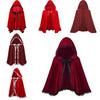 Lussuoso Mantello Corto con Cappuccio e Bordi in Pizzo Rosso Vino per Donna Perfetto per Halloween e Altro