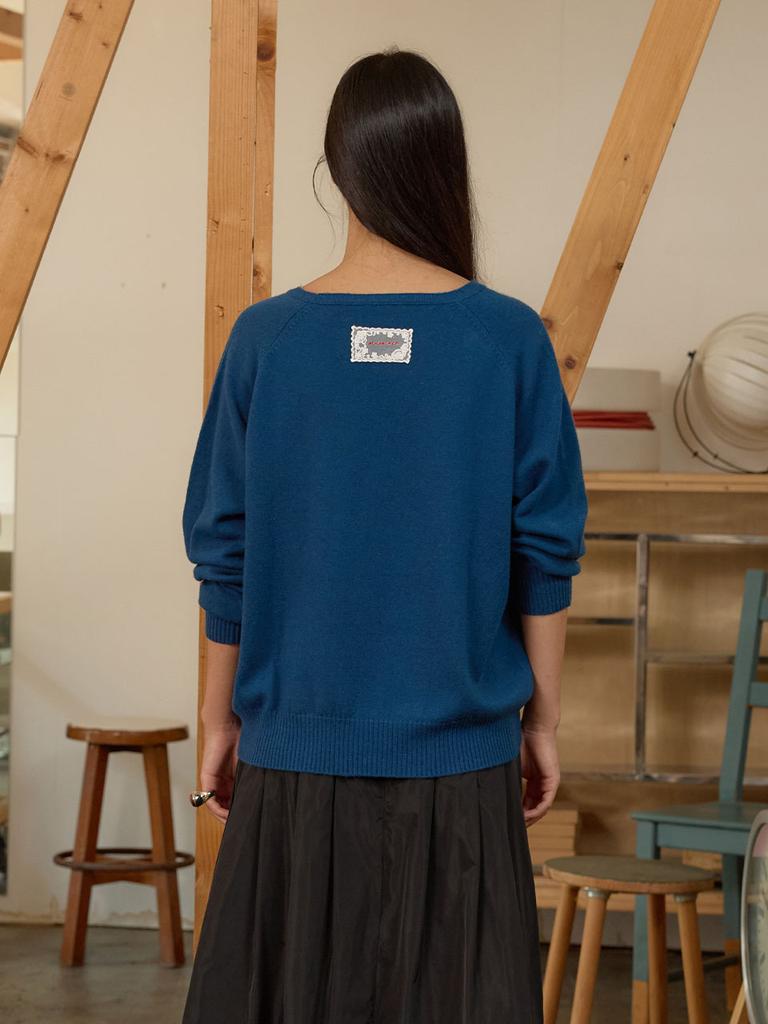 MUEMUER V-Neck Knit Pullover Mu2678Po804M_Blue