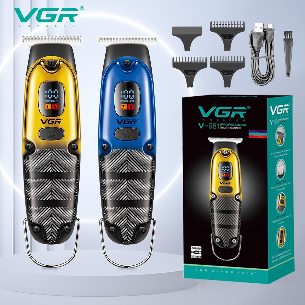 VGR Portable Electric Hair Clipper USB Charging Professional Styling Trimmer with Intelligent Digital Display Clipper Carved Home Razor Shaver V-981