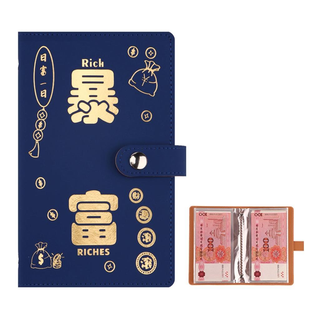 Funny 100 Envelopes Money Saving Challenge Large Capacity PU Get Rich Overnight Mini Binder Savings Challenge Budget Binder