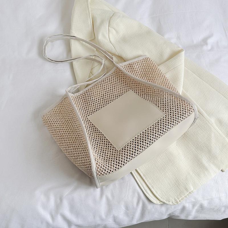 

Casual Commuter Bag Women 2023 Summer New Small Crowd Trend Single Shoulder Bag Handbag Retro Simple Tote Bag White Pink Brown Khaki