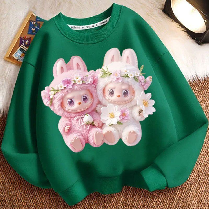Spring and Autumn Boys' and Girls'  Fashionable Round-neck Hoodie, Children's Long-sleeved Loose Hoodie Jacket