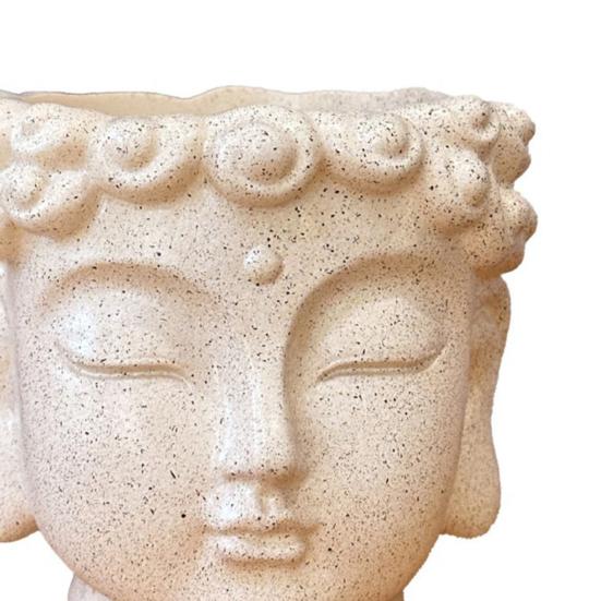 Buddha Head Flower Pot Buddha Head Sculpture Decoration Meditation Buddha Statue Planter for Home Desk Corner