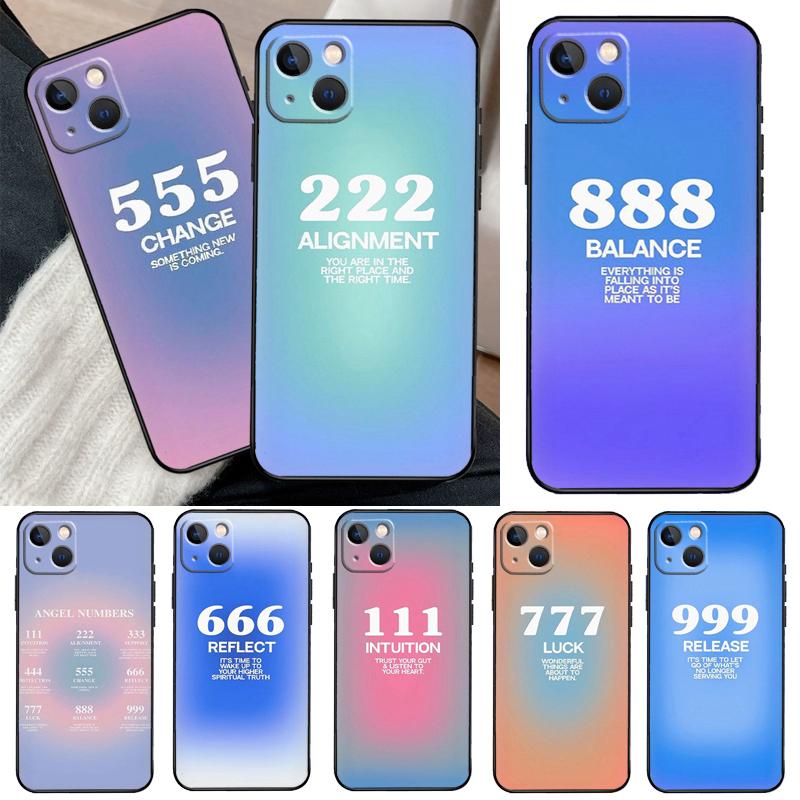 Angel Numbers Phone Case For iPhone 11 12 13 14 15 16 Pro XS Max Mini Cover For iPhone X XR Plus Back Case