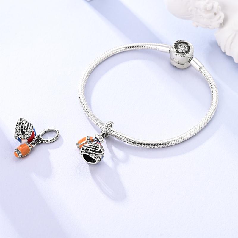 Original Charms Copper Creative Rugby Sports Helmet Pendants Fit Charms Plata Bracelets For Women Women Jewelry Making