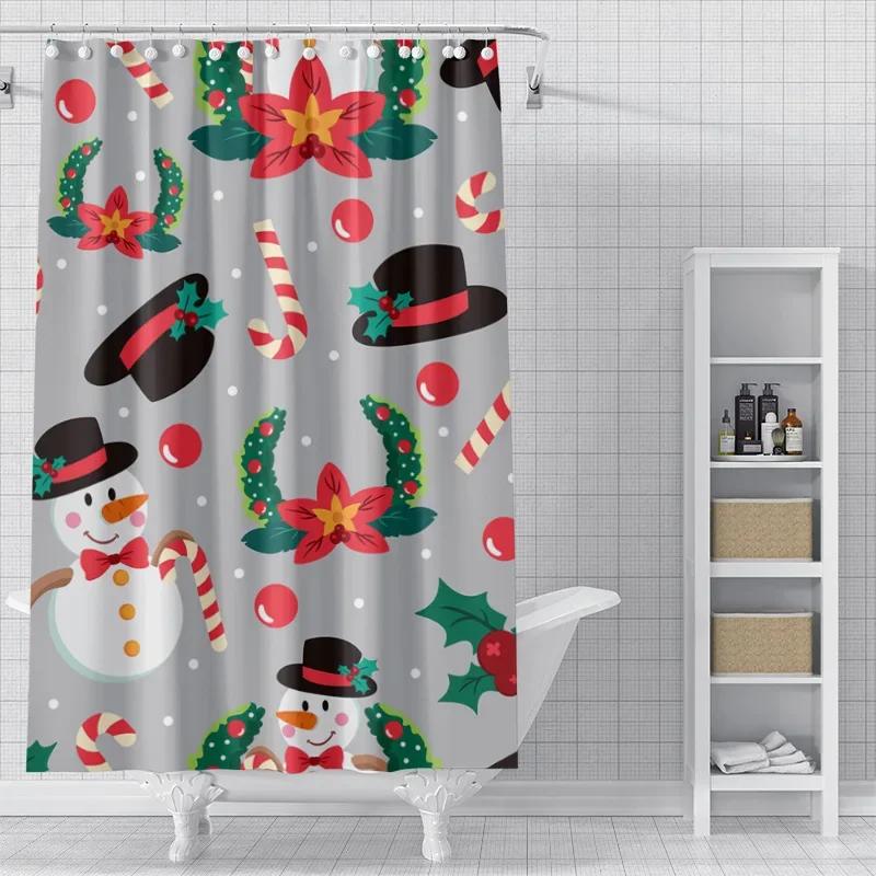 Heimdekoration Duschvorhänge Für Badezimmer Wasserdichtes Vorhangstoff Modern Nordischer Stil Wohnzimmer Frohe Weihnachten Winter