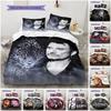 1 Stück Johnny Hallyday Muster Bettwäsche Steppdecke Set Bettbezug Kissenbezug Heimdekoration Geburtstagsgeschenk (1 Bettbezug + 2 Kissenbezüge, ohne Füllung)