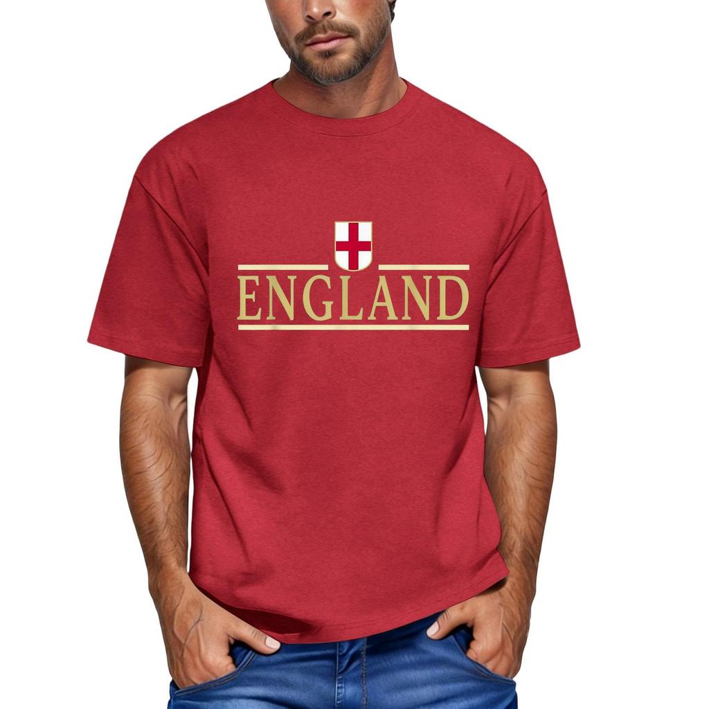 Men's Casual Short Sleeve Crew Neck T-Shirt England Football Inspired Graphic Print Comfortable Fit Lightweight Fabric