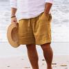Mid-Rise Elastic Waistband Drawstring Men Shorts Pockets Straight Wide Leg Knee Length Solid Color Loose Fitness Beach Shorts Sportwear