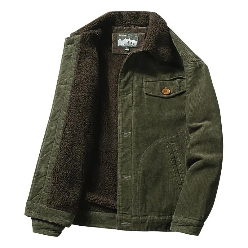 Herren Winter Casual Jacke mit Pelzkragen Herrenmantel Warmer Baumwollmantel Herren Warmer Mantel Plus Samt Verdickte Cordjacke