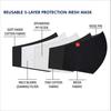 LYNIX Mesh Mask | Reusable Protection Mask | Unisex |5 Layer with Melt Blown Filtration | (BLACK - EAR LOOP)
