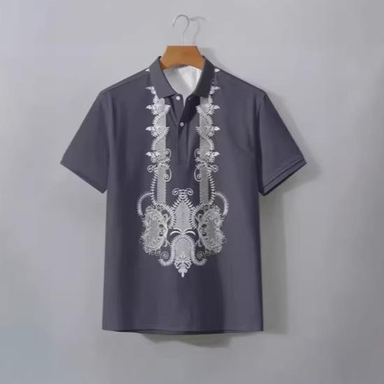 2025 summer men's clothing ethnic retro lapel short-sleeved shirt men's traditional 3D printed polo shirt