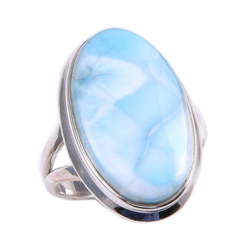 Natural Republic Larimar Gemstone 925 Sterling Silver Jewelry Ring Size 6.5 Q5O19