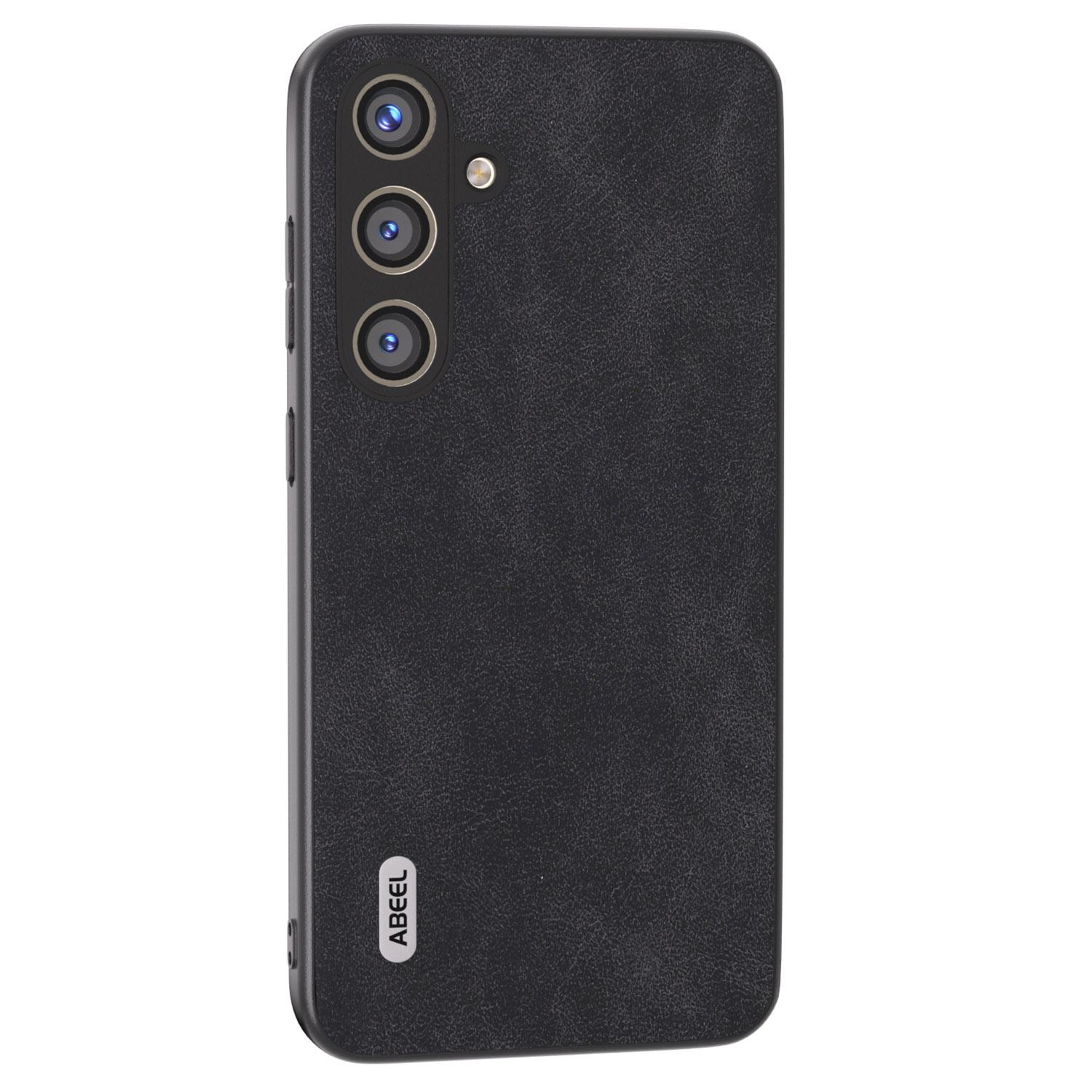 

ABEEL For Samsung Galaxy S24+ Cell Phone Case PU Leather Coated PC Drop-resistant Protective Shell Black