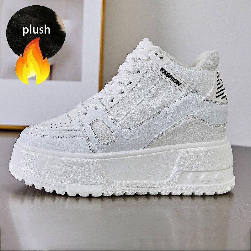 Fujin 9cm Microfibra Tend Outono Botas Mulheres Chunky Tênis Primavera Skate Tornozelo Feminino Sapatos de Cano Médio Plataforma Wedge Booties