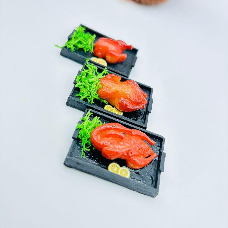 1 Piece 1:12 Dollhouse Miniature Food Toy Christmas Roasted Chicken And Roast Duck Scene Model Doll House Accessories