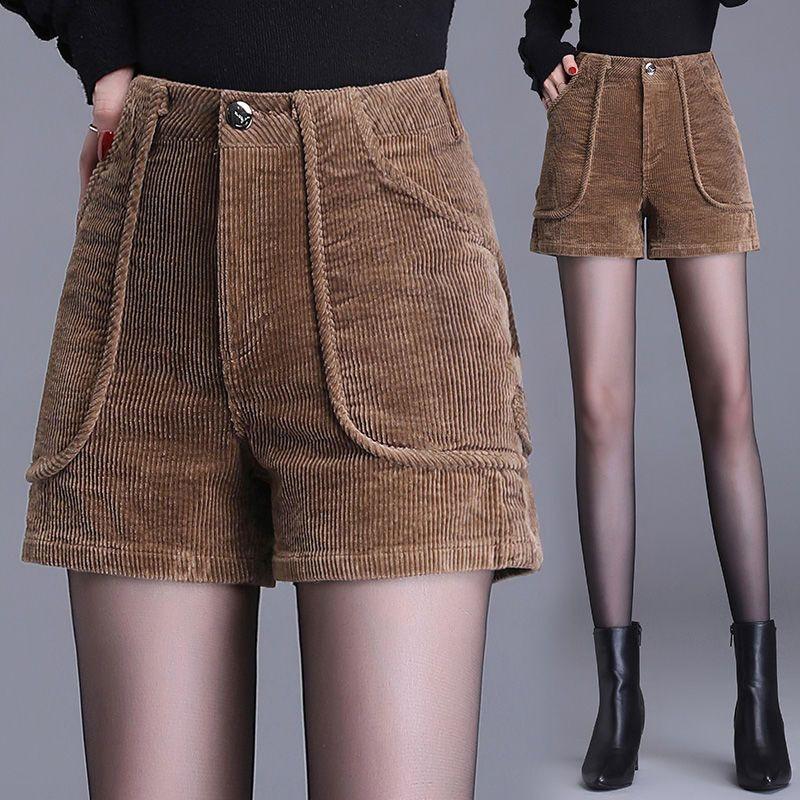 Women's High-Waisted Corduroy Wide-Leg A-Line Bootcut Shorts - 2026 Spring/Autumn Fashion Trend