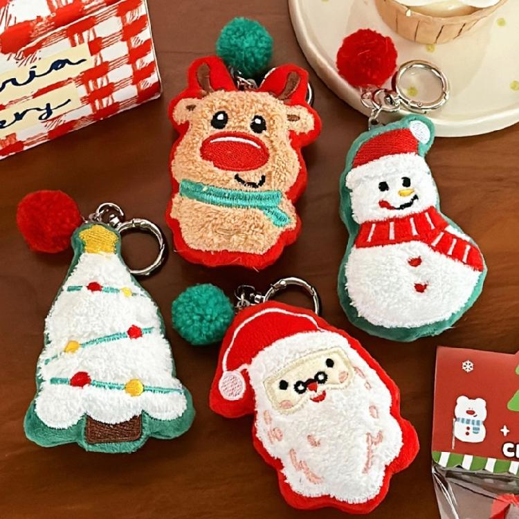 Lovely Santa Cartoon Plush Toy for Kids Keychain Christmas Tree Cartoon Santa Soft Charm Stuffed Reindeer Toy