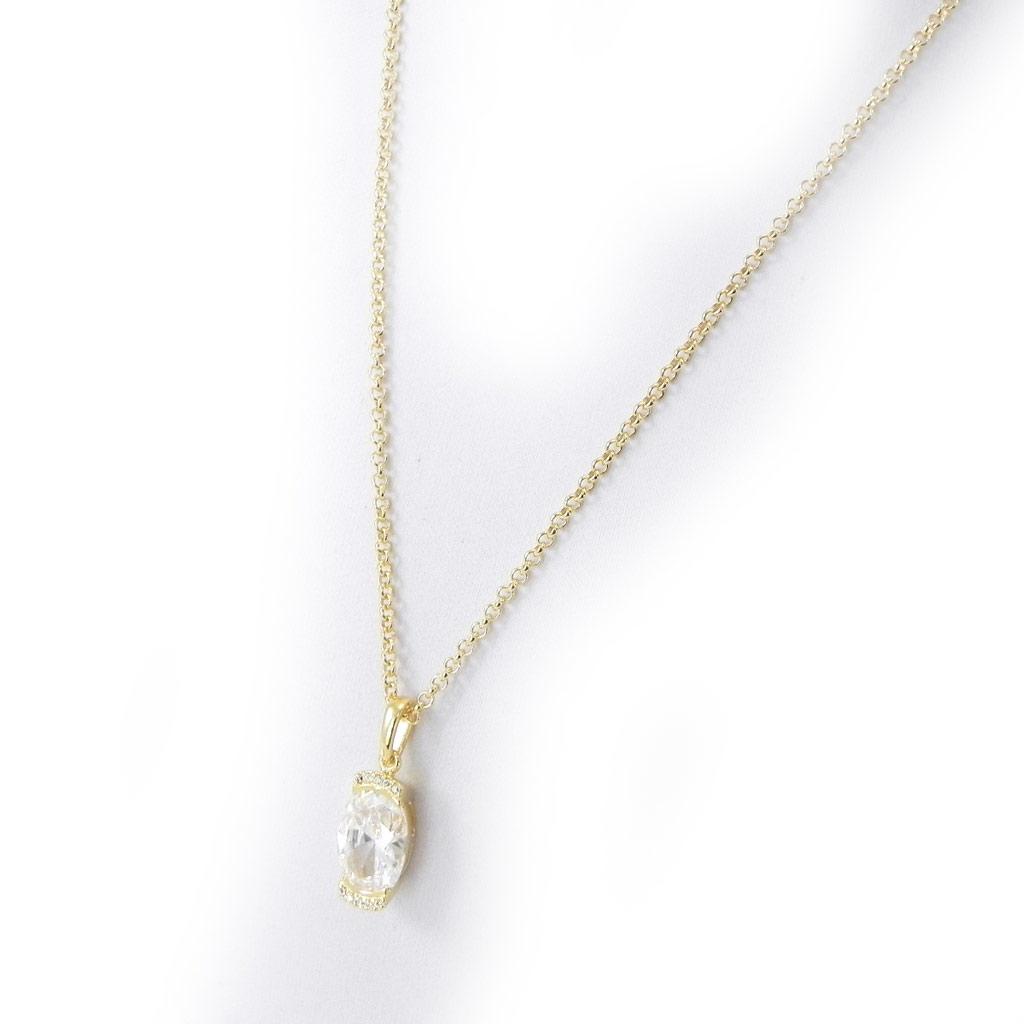 Altesse [G6890] - Colier placat cu aur „Scarlett” aur alb - 16x10 mm