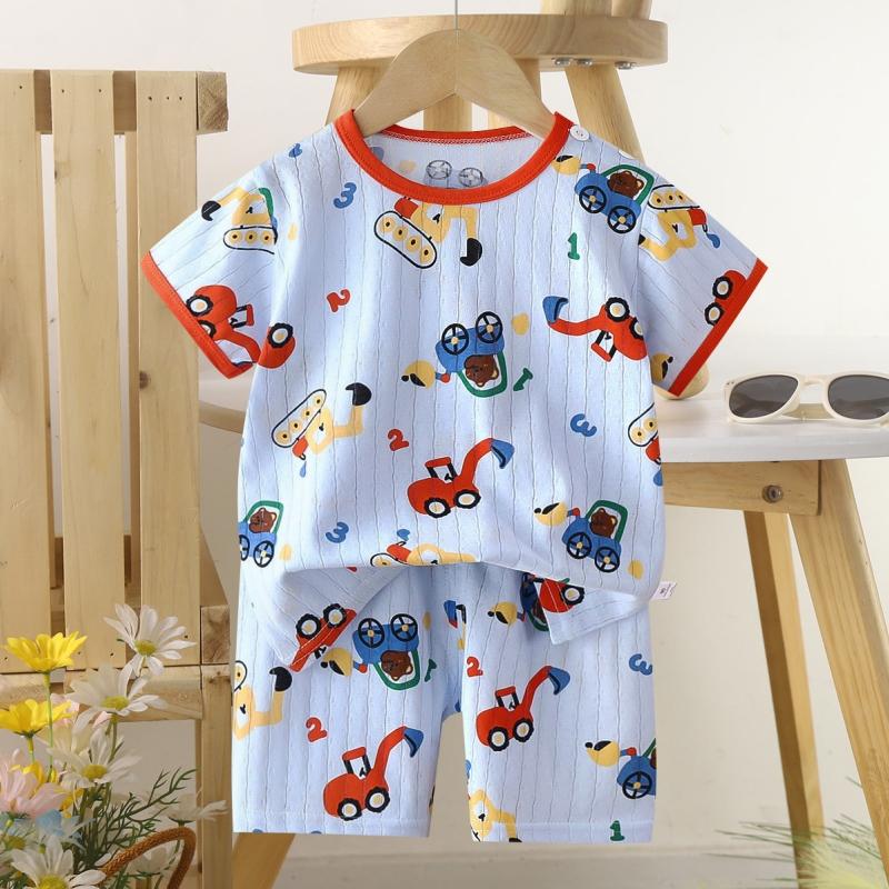 2pcs/set Cotton Children Sets Kids Clothes Boys Girls T-shirt Shorts  Summer Short Sleeve Baby Clothing Toddler