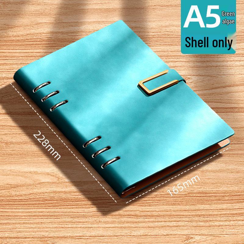 A5 Leather Loose-Leaf Notebook with Removable Cover & Magnetic Buckle
