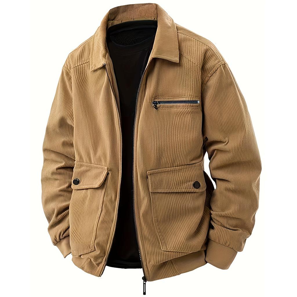 Fashionable Casual Corduroy Lapel Top Long Sleeve Men's Jacket