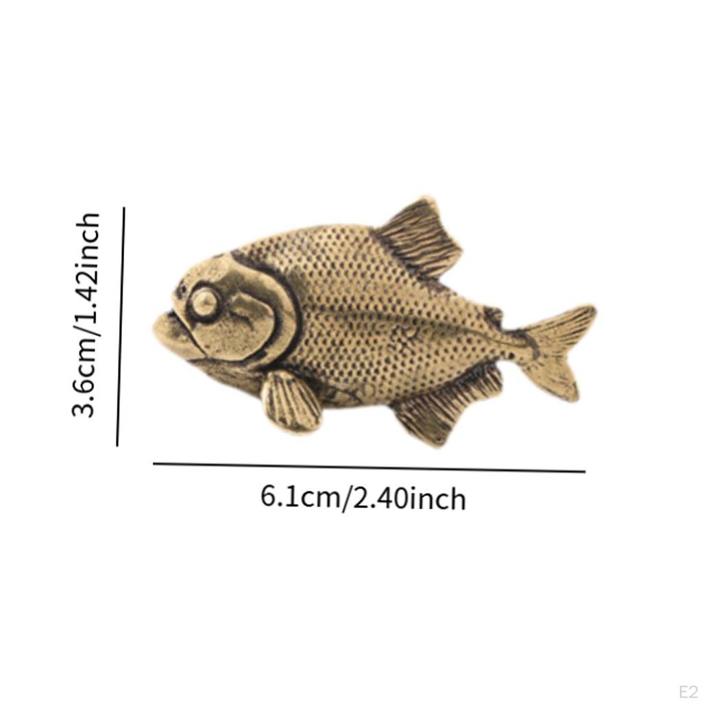 Brass Fish Figure for Desktop, Collectible Feng Shui Item Office