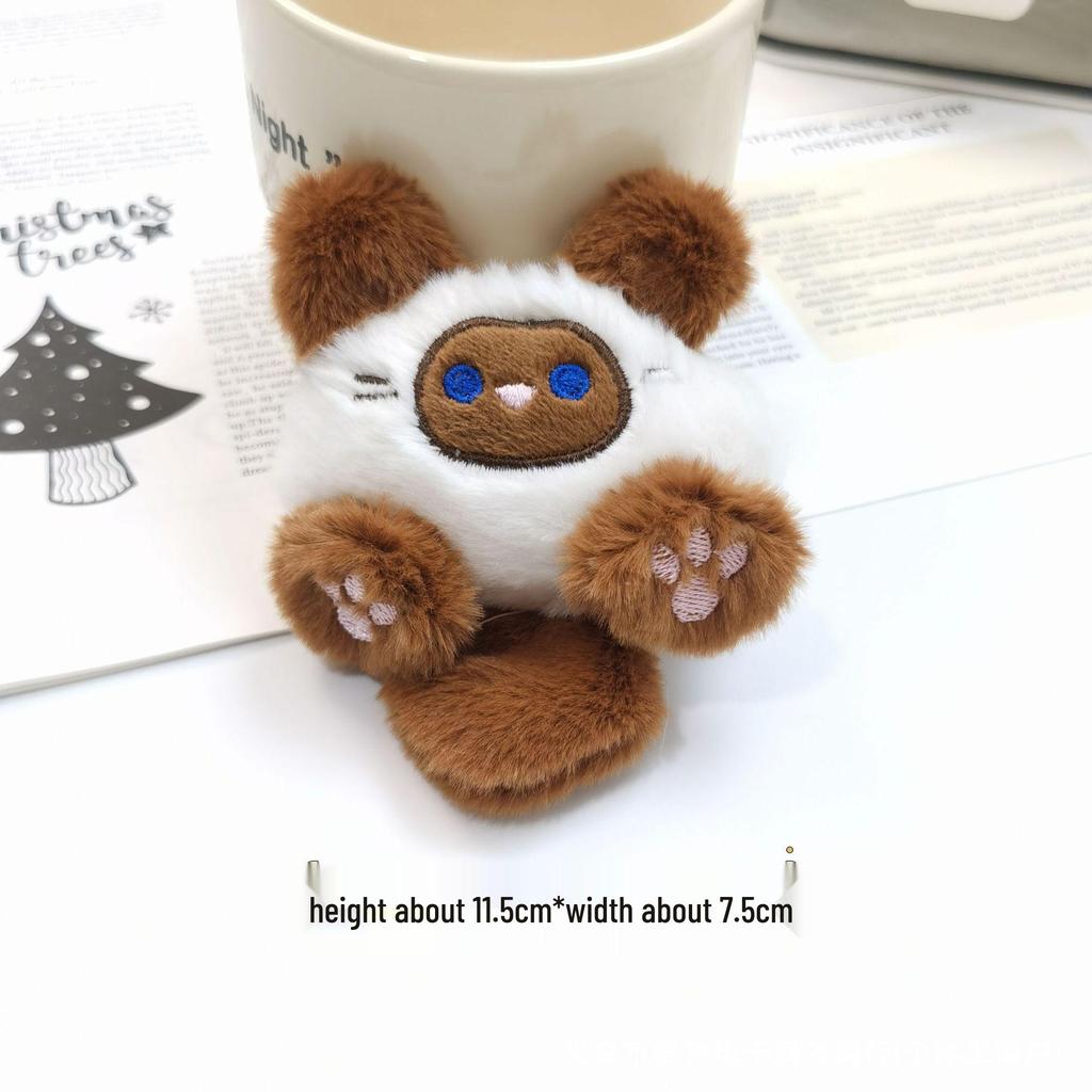 Cartoon Kitten Squeaky Doll Pendant - Cute Calico Cat Plush Brooch & Bag Charm DIY Accessory