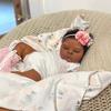 Brand 19 Inch Full Vinyl Body Reborn Babies Doll Peaches Hand Painted Dark Skin Emulation Doll Realistic Sleeping Girl Baby Doll Toy Gift for Children