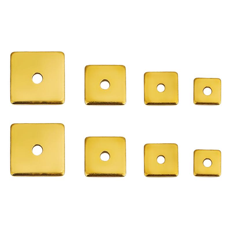 30pcs PVD Never Fade Stainless Steel Spacer Beads 4 5 6 8 Mm Thin Triangle Square Beads For Necklace Bracelet Diy Jewelry Making