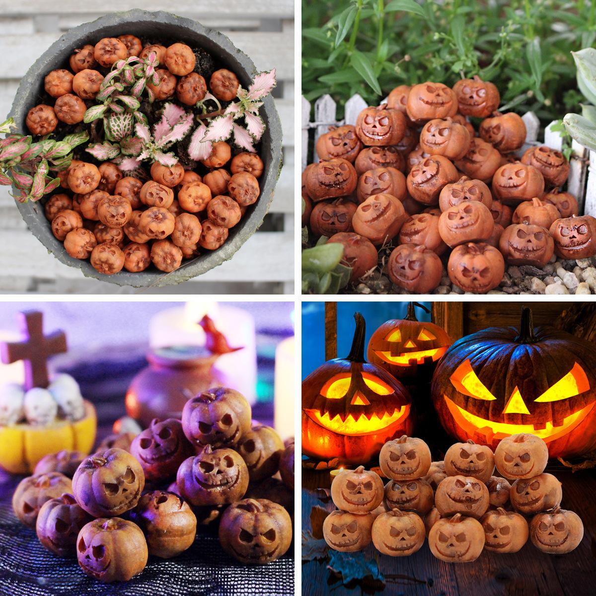 

Mini Halloween Jack O Lantern Resin Figurine Set - 20pcs with Spooky Faces for DIY Fairy Garden, Tabletop, Party Decor