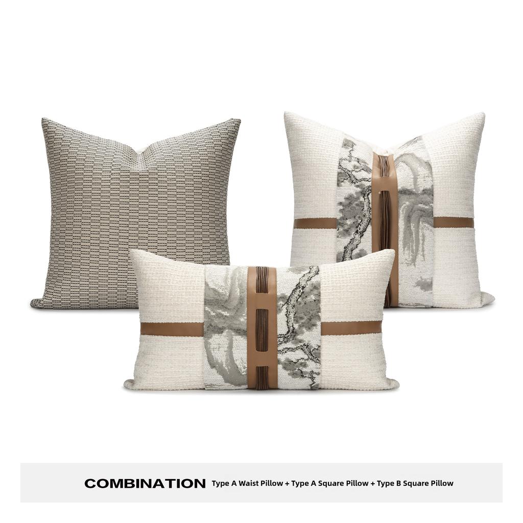 Modern Chinese Style Sofa Pillow Mountain Water Landscape Painting Lightweight Luxury Combination Home Stay Bed Head Cushion
