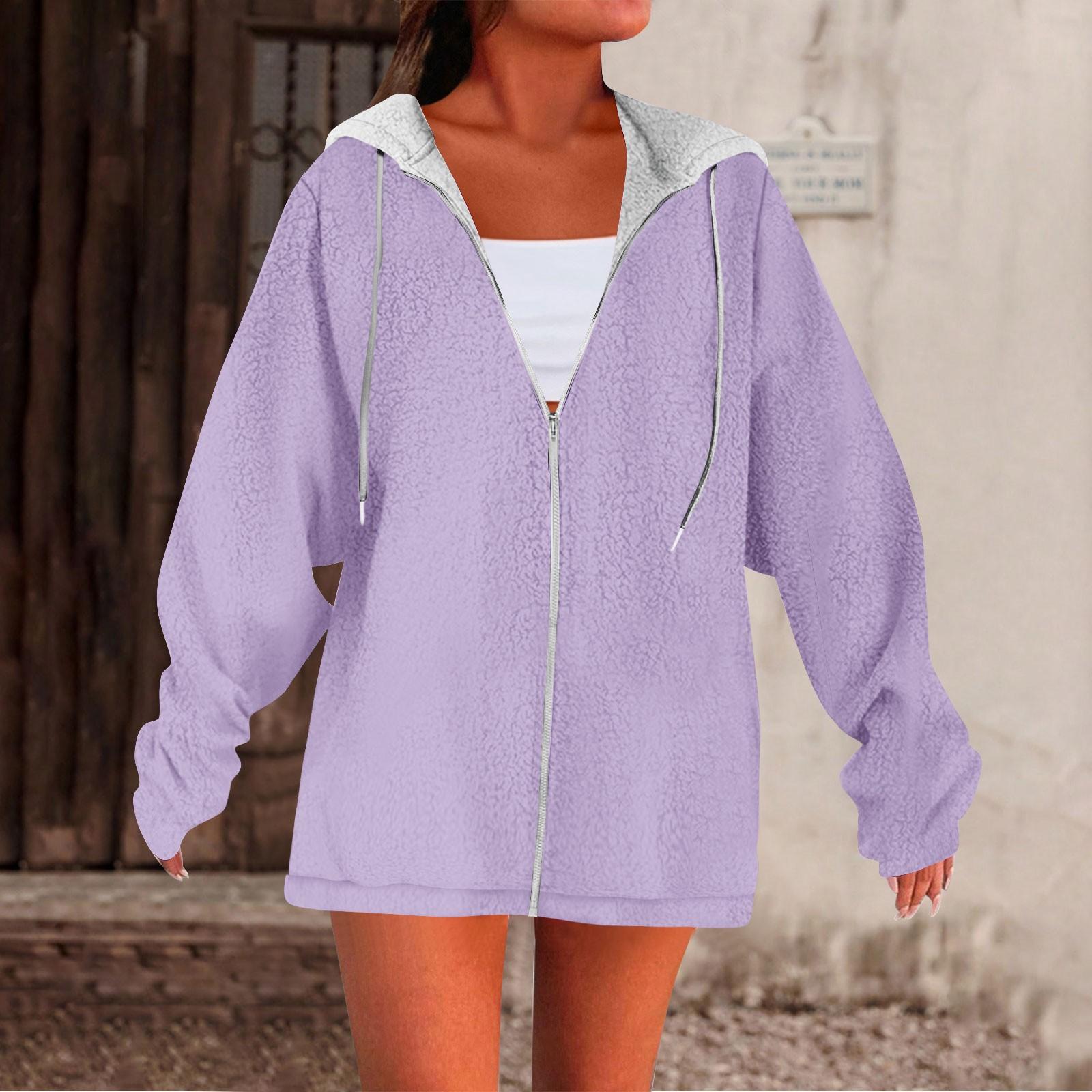 

Женские повседневные толстовки с капюшоном, зимняя теплая флисовая подкладка, пуловер с капюшоном и длинным рукавом M светло-фиолетовый