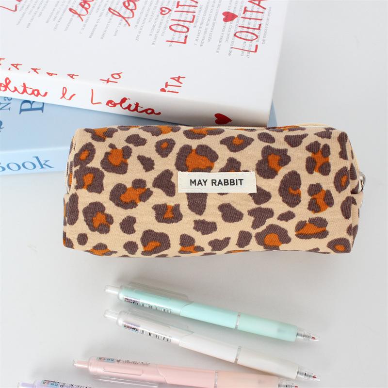 Solid Color Corduroy Pencil Case Student Art Minimalist Stationery Pouch Zipper Coin Purse Women Makeup Bag Travel Organizer
