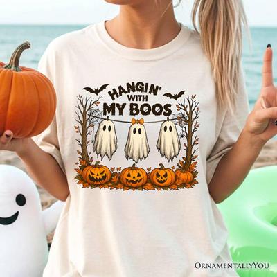 Hanging with My Boos Ghost T-and Kids Tshirt, Funny Halloween Spooky Season Tee