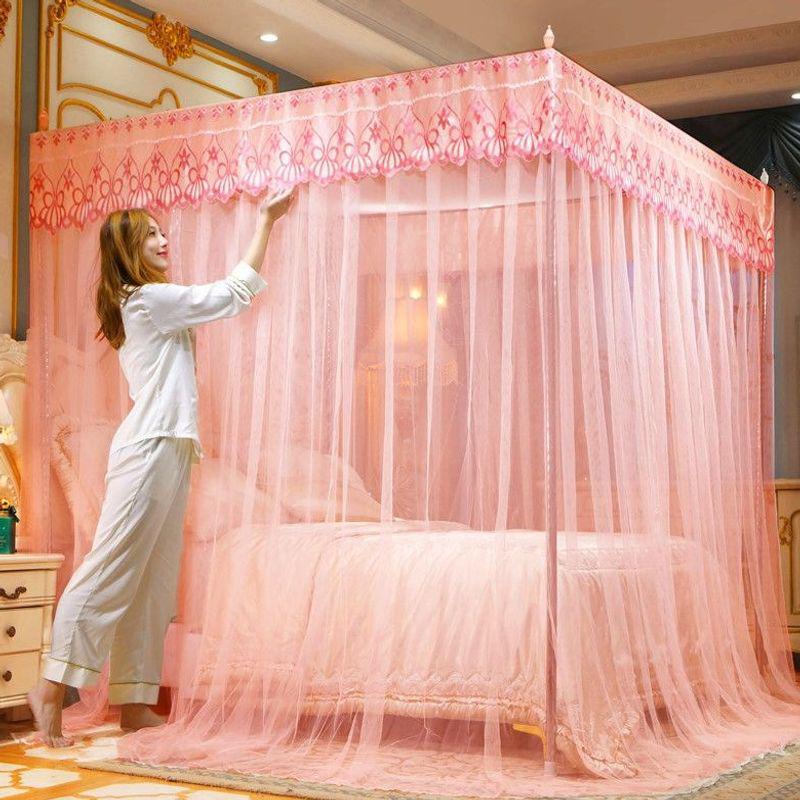 3-Door Thickened Mosquito Net for 1.2m, 1.5m, 1.8m Beds - Princess Palace Design, Floor-Standing, For Home Use.
