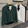 Men's Waffle Knit Long Sleeve Shirt Casual Button Down Streetwear Top