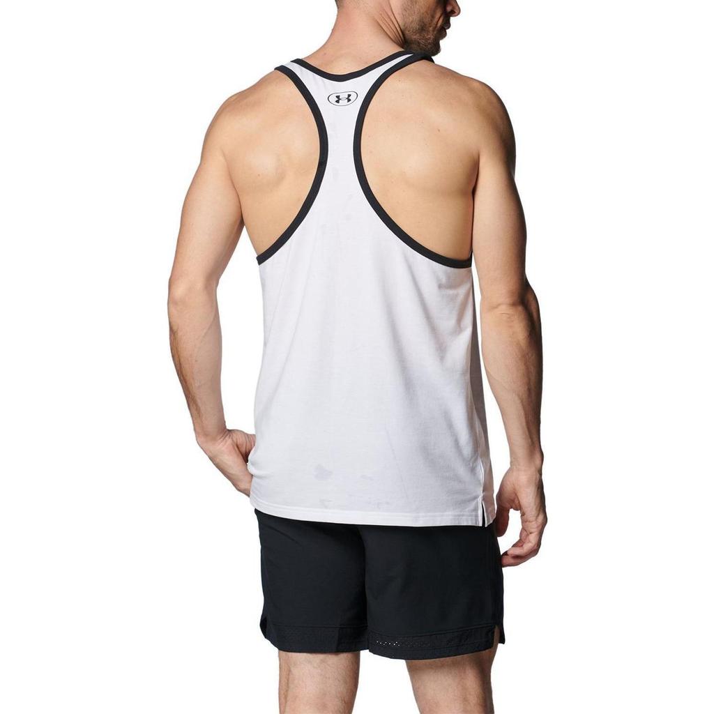 Under Armour Project Rock Get To Work Letter Print Loose Fit Sleeveless Tank Top Men Tops White 1383299-100