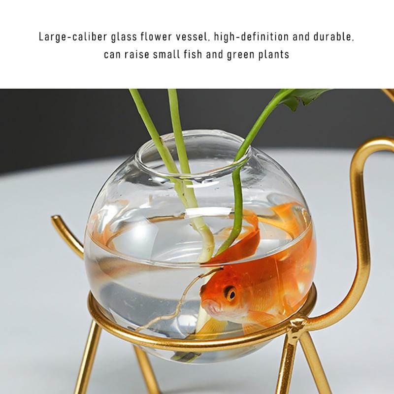 Uroczy Kształt Jelenia Szklany Blat Stołu Wazon na Rośliny Terrarium Wazony na Rośliny Hydroponiczne z Metalowym Stojakiem Vintage Doniczka Dekoracja Domu