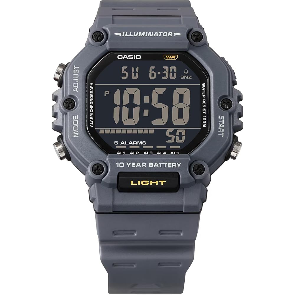 Casio AE1600H-8B Digital Watch Gray Color, Water Resistant, LED Backlight, Adjustable Strap