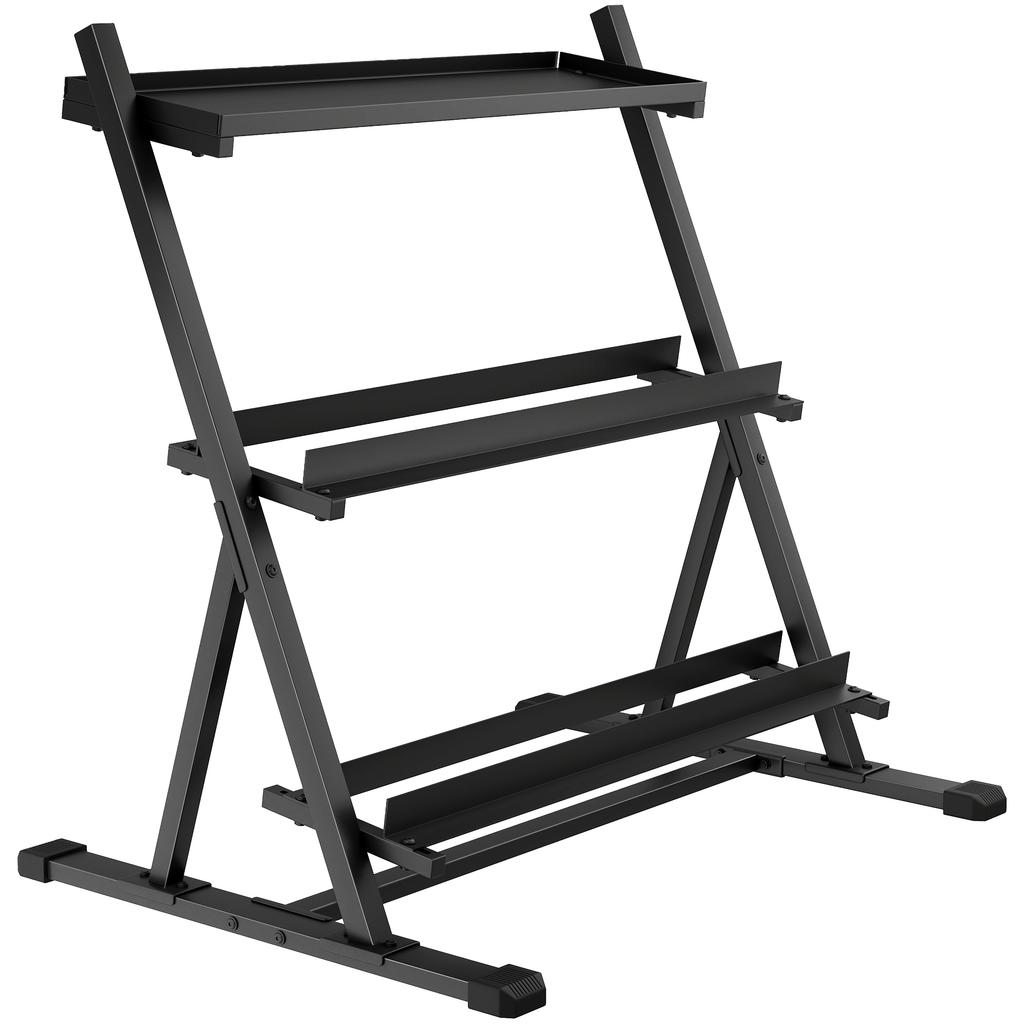 Adjustable Three-Tier Dumbbell Rack Max. 200kg Non-Slip Dumbbell Stand with Adjustable Rods