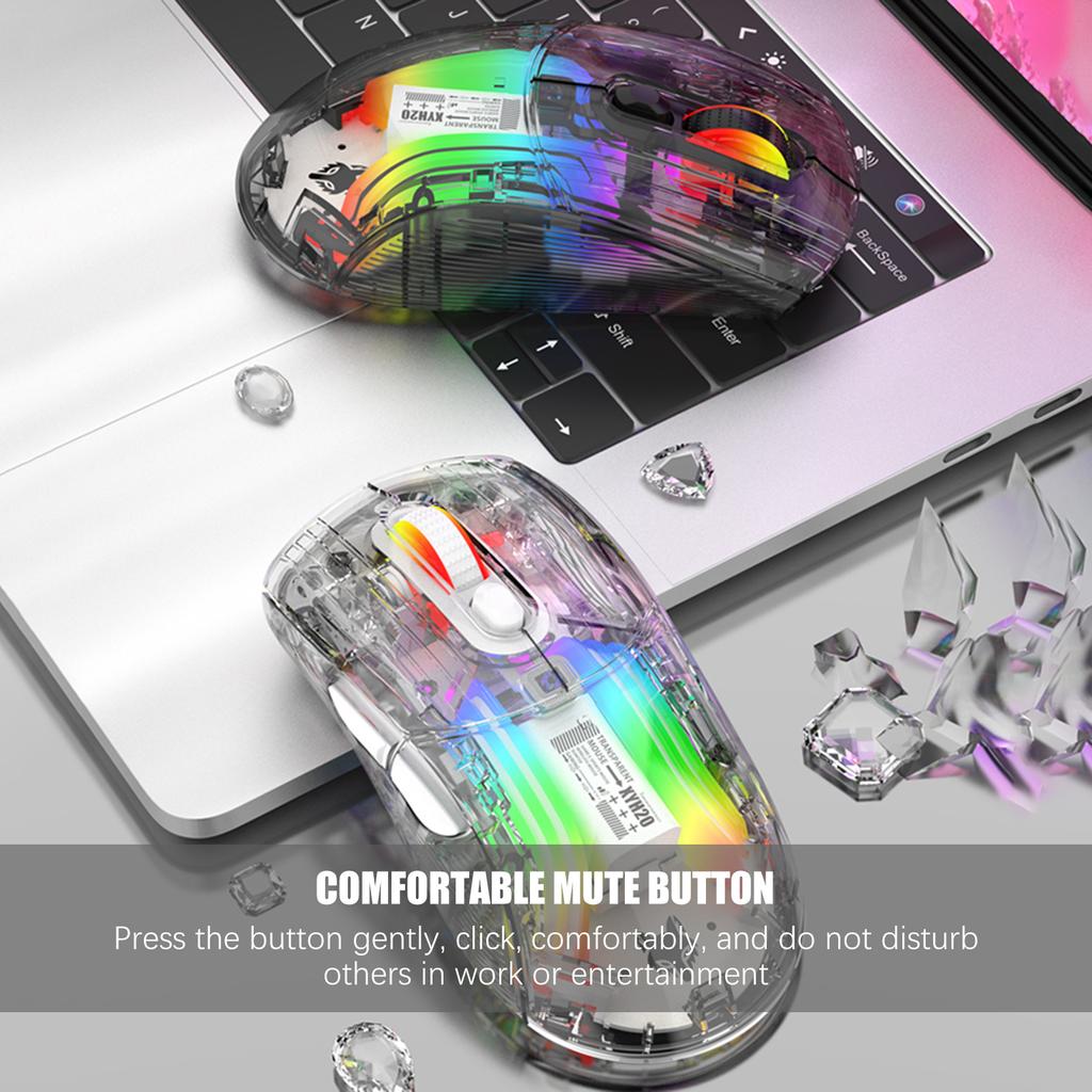 XYH20 Mouse BT5.0 2.4G Wireless Mouse 3-mode  2.4G Wireless BT5.0&USB Wired Transparent RGB