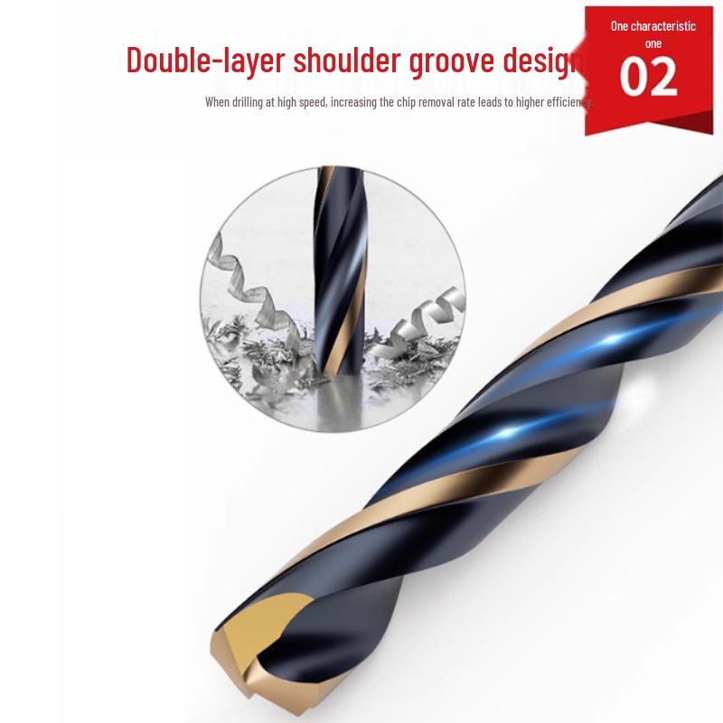 High-Speed Steel Straight Shank Twist Drill Bit, Black and Yellow, Fully Ground