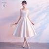 Bridesmaid Dress New Spring Grey Satin Sisters Bridesmaid Dress Medium and Long Girlfriend Dress Sister Dress