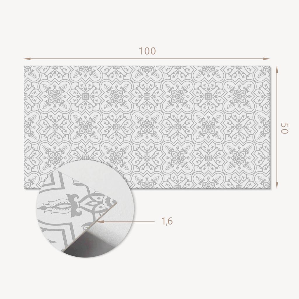 Decorative Self-Adhesive Vinyl Panel 100x50 cm Floral Pattern with Ornaments